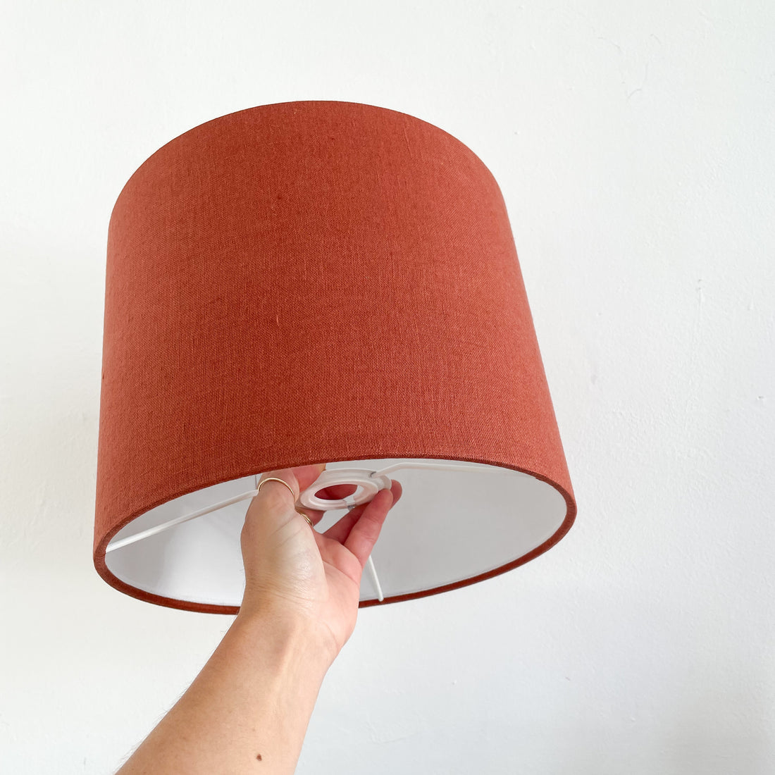 Rust Plain Linen Drum Lampshade