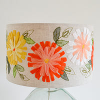 Close up of hand embroidered floral lampshade