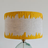 Close up of our yellow edged embroidered lampshade