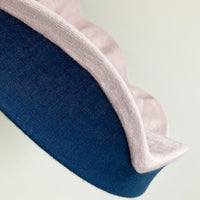 Close up of the dusty pink scallop on our navy and pink scallop lampshade