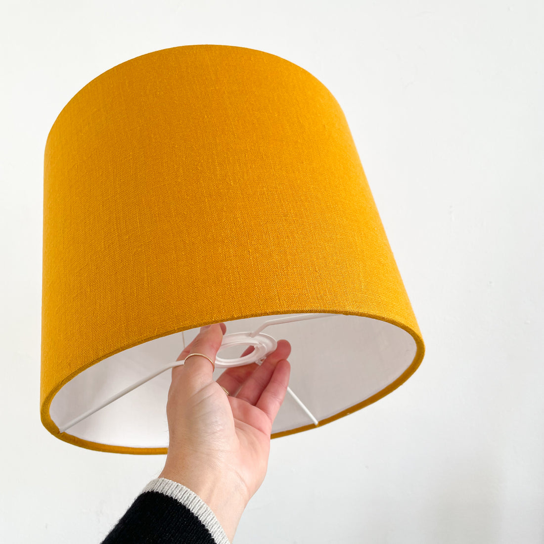 Mustard Linen Drum Ceiling Lampshade