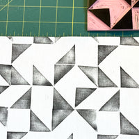 Geometric fabric printed during lino print workshop starling studio