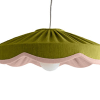 Green & pink linen scallop lampshade