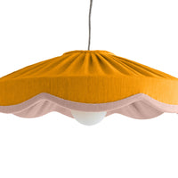 Mustard & pink linen scallop lampshade