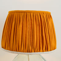 Mustard yellow gathered linen french drum shade