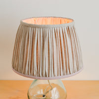 Natural Linen and pink lining gathered lampshade