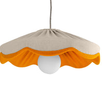 Natural linen & mustard scallop lampshade