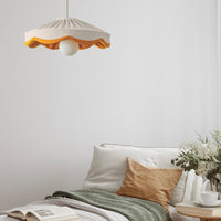 Natural linen & mustard scallop lampshade