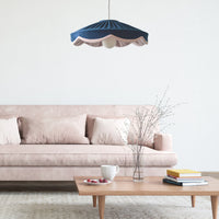 Navy & pink linen scallop lampshade
