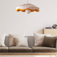 Pink & mustard linen scallop lampshade