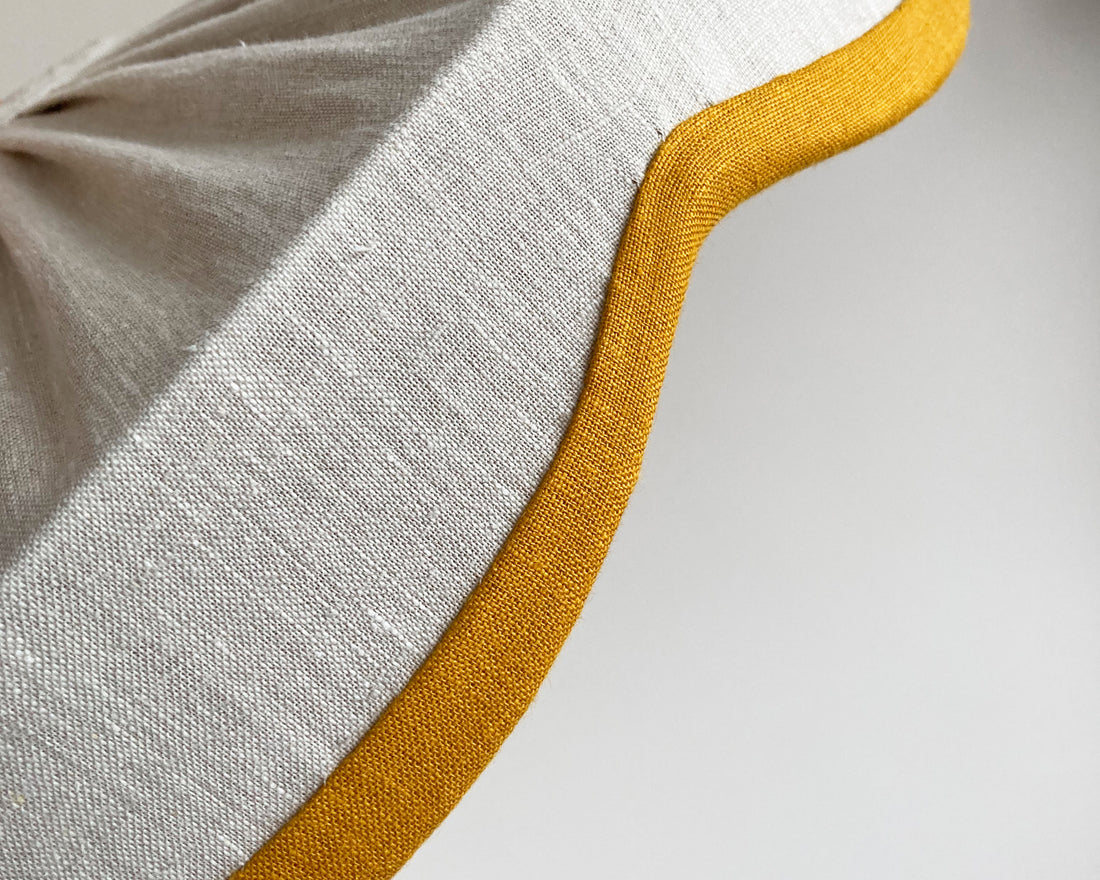 Natural linen & mustard scallop lampshade