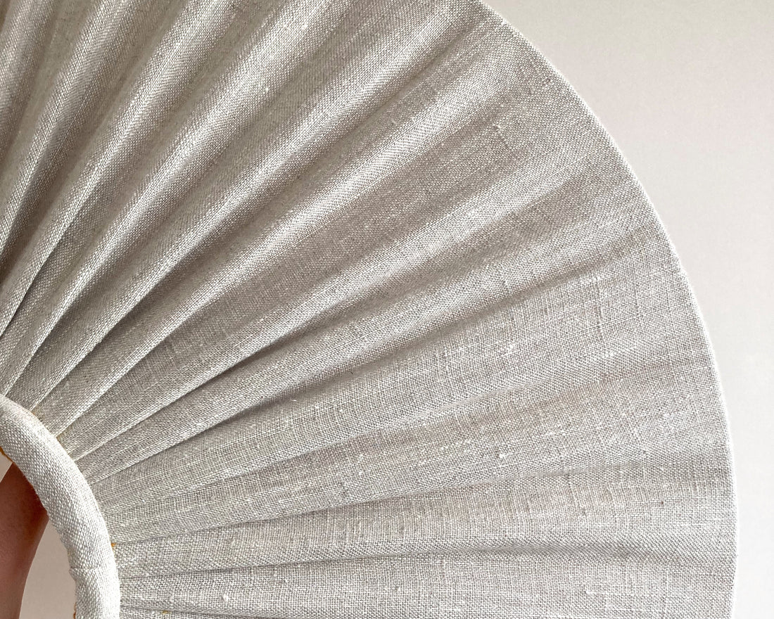 Natural linen & mustard scallop lampshade