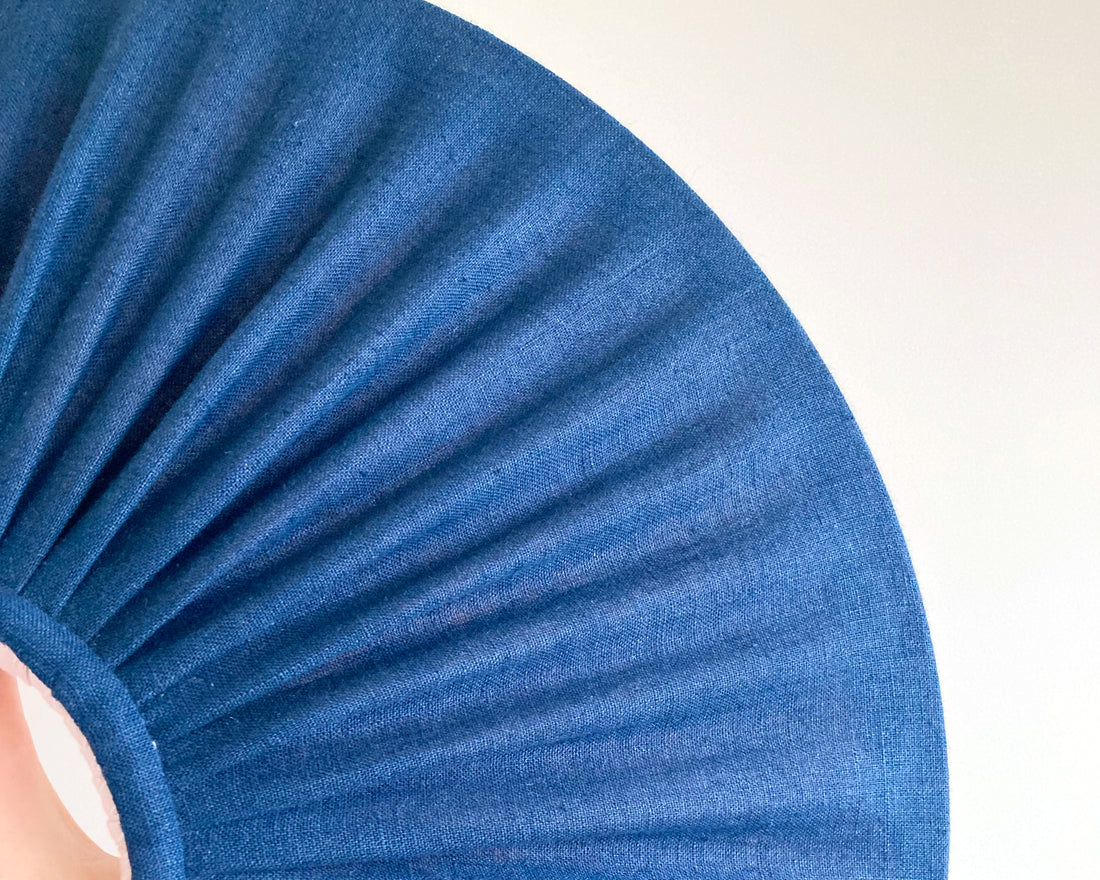 Navy & pink linen scallop lampshade