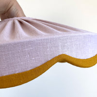 Pink & mustard linen scallop lampshade