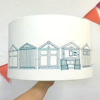 Beach Huts Teal Drum Lampshade