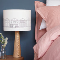 Beach Huts Grey Drum Table Lampshade
