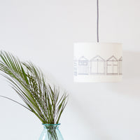 Beach Huts Grey Drum Ceiling Lampshade