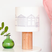 Beach Huts Grey Drum Table Lampshade