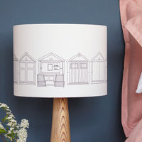 Beach Huts Grey Drum Table Lampshade