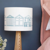 Beach Huts Teal Drum Lampshade