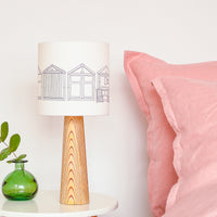 Beach Huts Grey Drum Table Lampshade