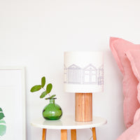 Beach Huts Grey Drum Table Lampshade