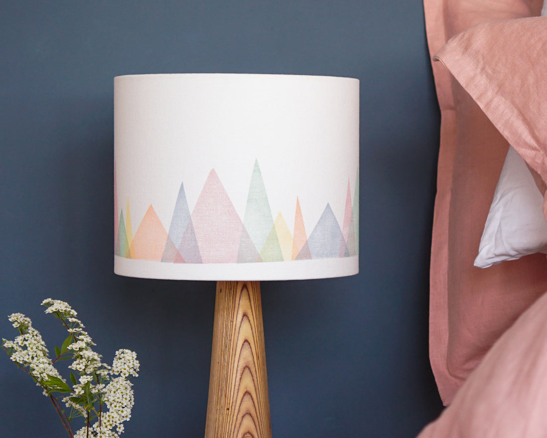 Colourful Mountains Drum Table Lampshade