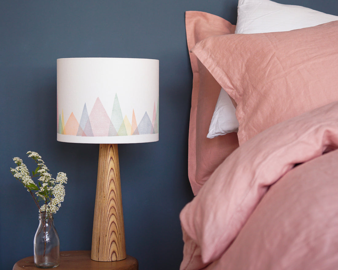 Colourful Mountains Drum Table Lampshade