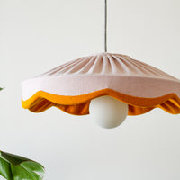 Dusty pink and mustard scallop lampshade