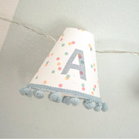 Personalised pom pom fairy lights in blue