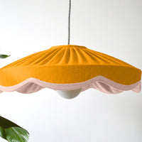 mustard and pink pleated scallop lampshade