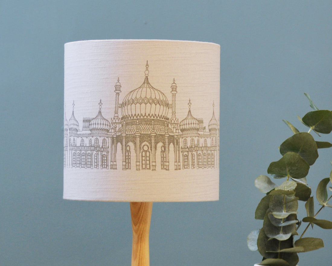 Brighton Pavilion Grey Linen Drum Lampshade