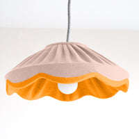 small pink and mustard scallop lampshade