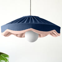 Statement pleated scallop navy and pink lampshade