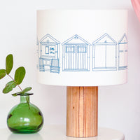 Beach Huts Teal Drum Lampshade