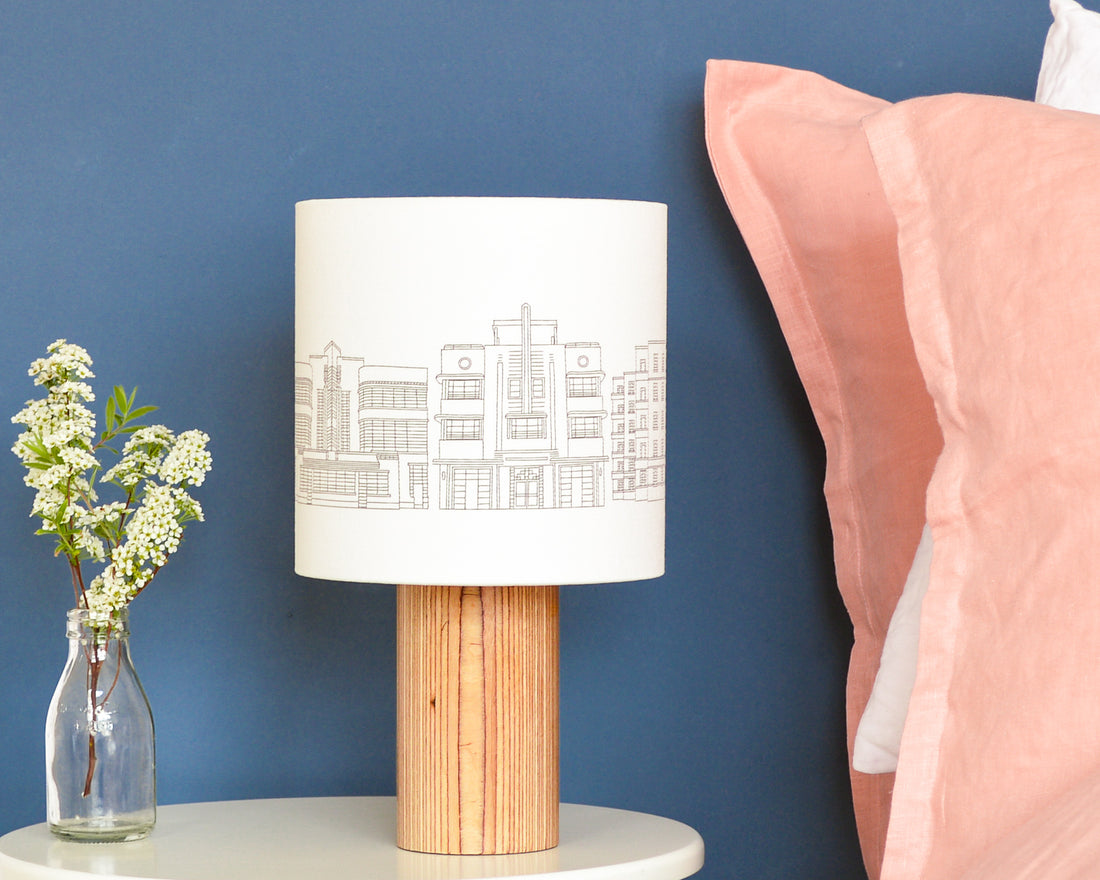 Art Deco Buildings Drum Lampshade