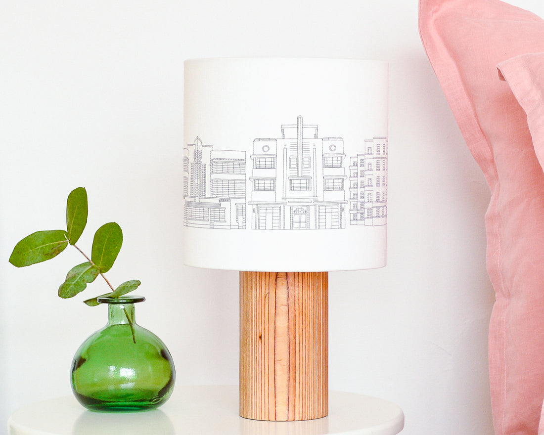 Art Deco Buildings Drum Lampshade