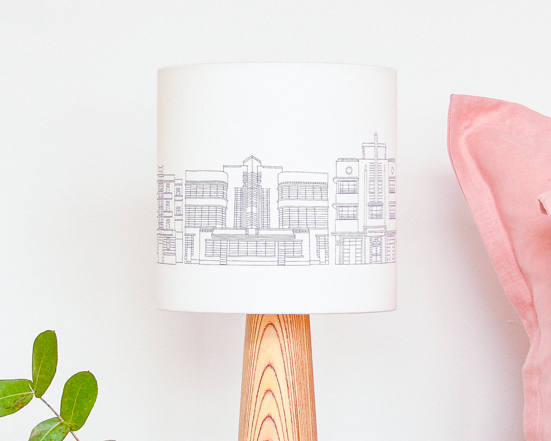 Art Deco Buildings Drum Lampshade
