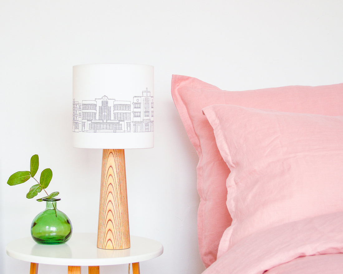 Art Deco Buildings Drum Lampshade