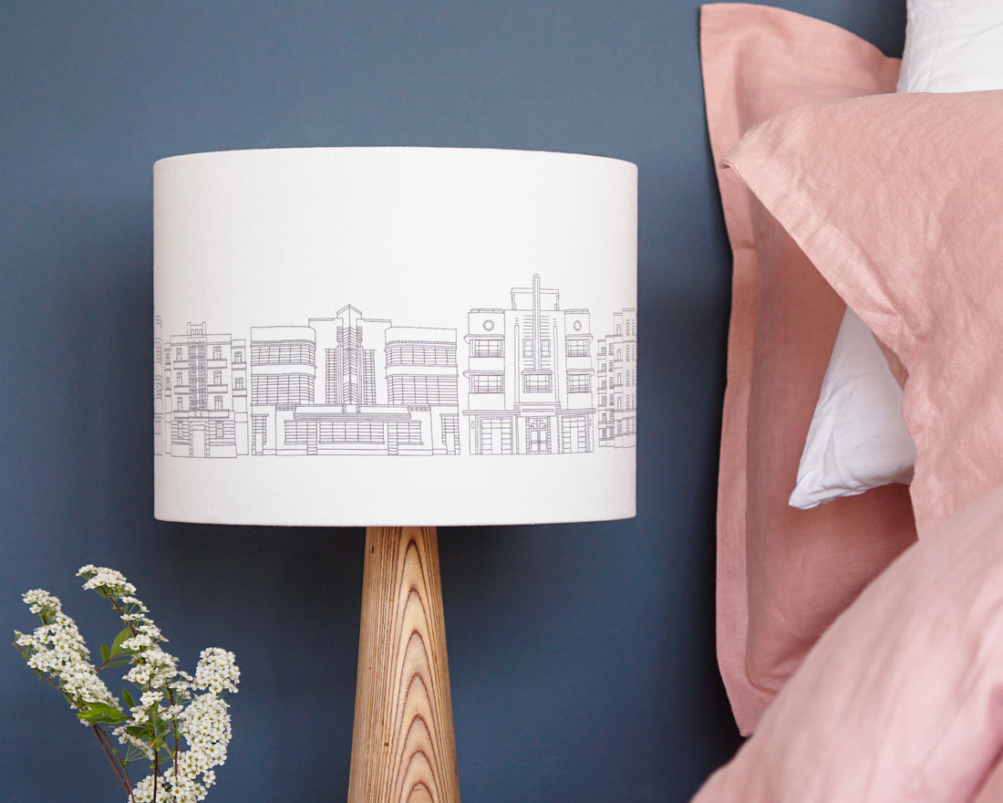 Art Deco Buildings Drum Lampshade
