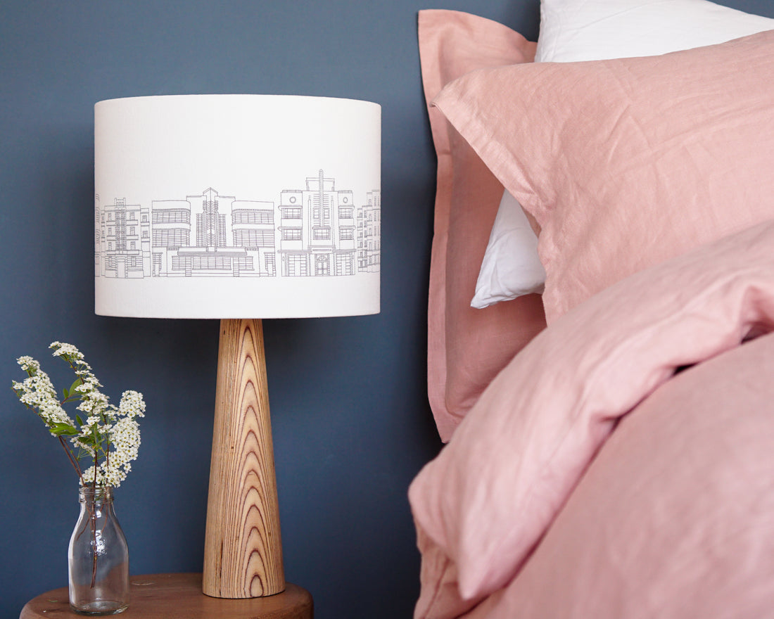 Art Deco Buildings Drum Lampshade