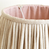 detail of our natural and pink linen gathered lampshade