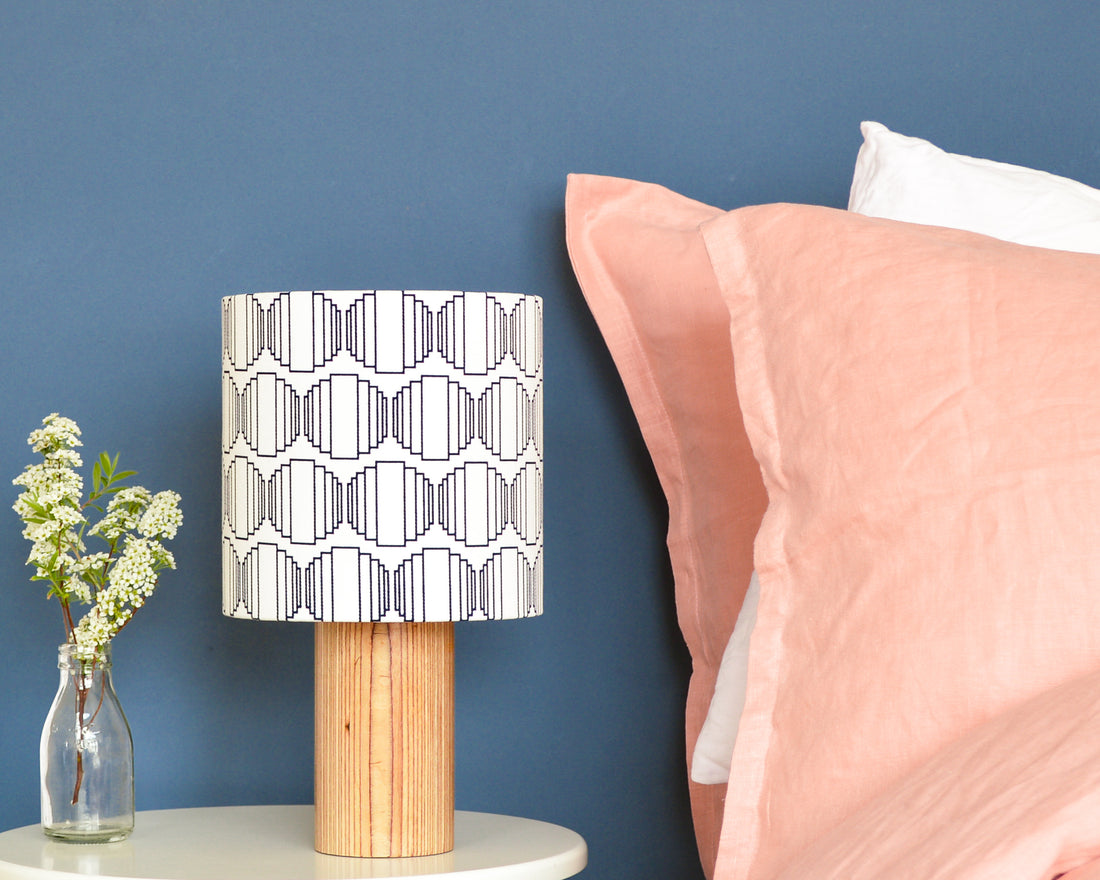 Navy Ellipse Drum Table Lampshade