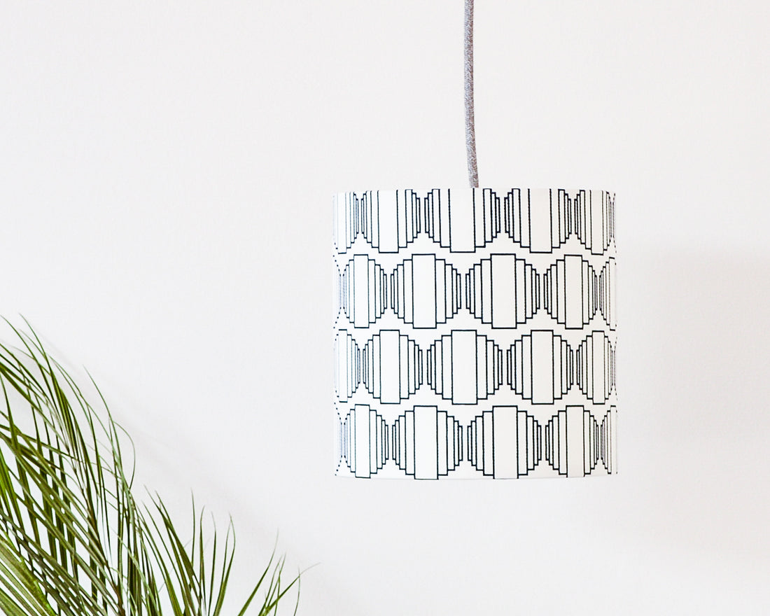 Navy Ellipse Drum Ceiling Lampshade