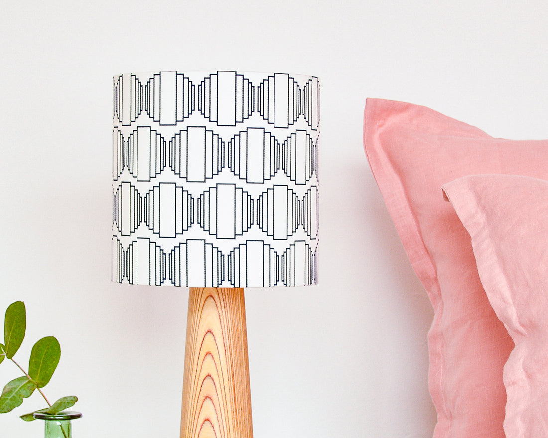 Navy Ellipse Drum Table Lampshade