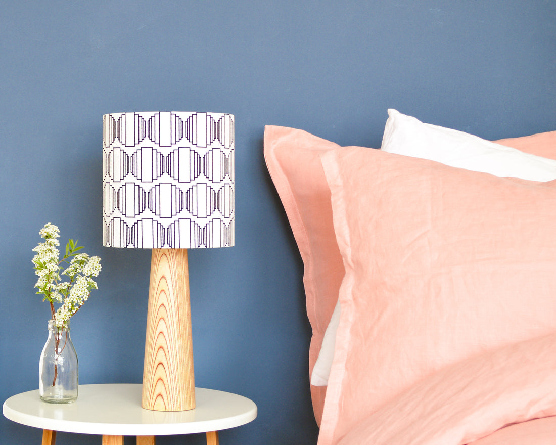 Navy Ellipse Drum Table Lampshade