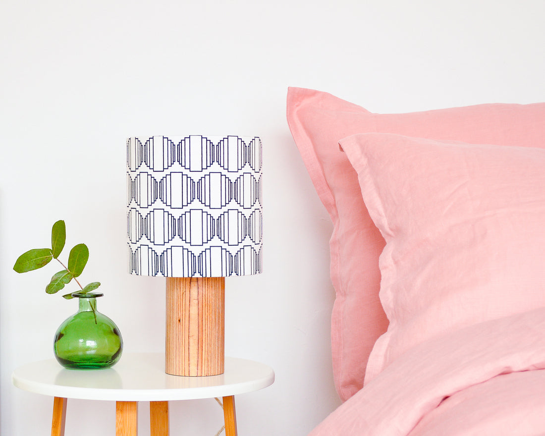 Navy Ellipse Drum Table Lampshade