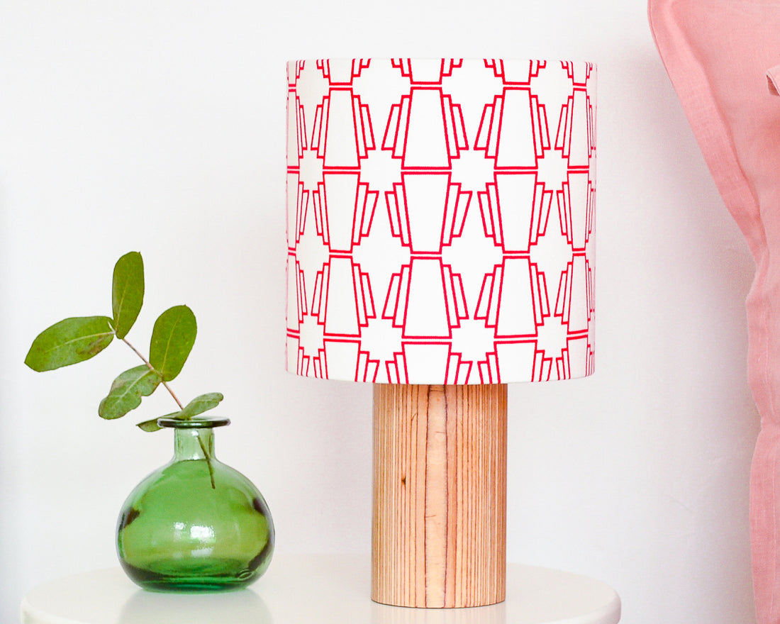 Red Geo Drum Table Lampshade