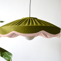 Moss green large scallop pendant lampshade