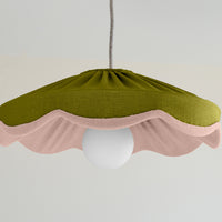green and pink linen pleated ceiling lampshade
